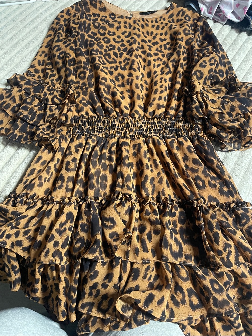 Fate Leopard Print Ruffle Dress - Brown & Black